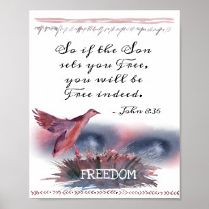 John 8:36 Om sonen ger dig gratis, skript Poster
