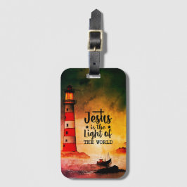 John 8 Jesus är World Lighthouses ljus Bagagebricka