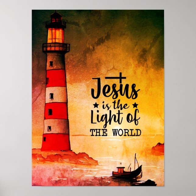 John 8 Jesus är World Lighthouses ljus Poster (Framsidan)