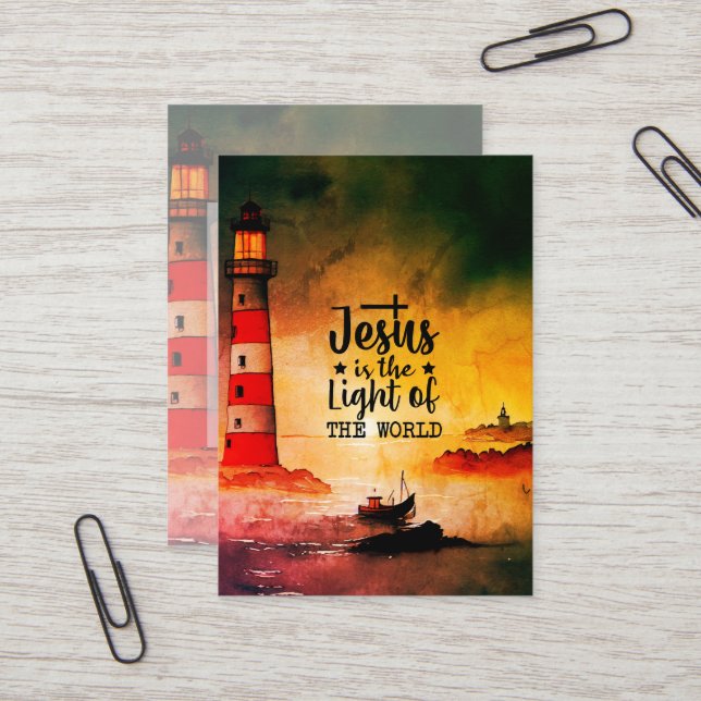John 8 Jesus är World Lighthouses ljus Visitkort (Fram/Back In Situ)
