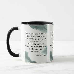 John 9:31 KJV Bible Verse Pic Two-Tone Mugg