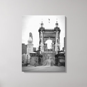 John A. Roebling Överbrygga, Cincinnati, OH Canvastryck