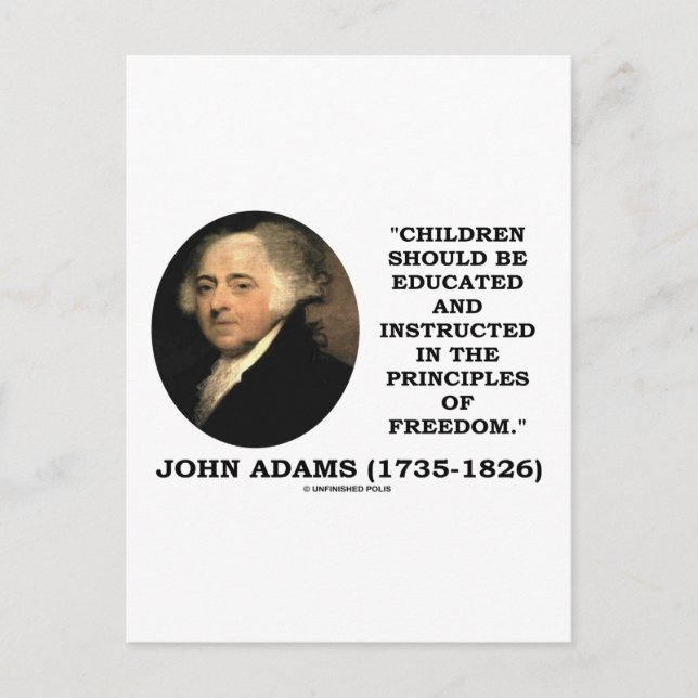 John Adams Barn Instrueras Principer Frihet Vykort (Framsida)