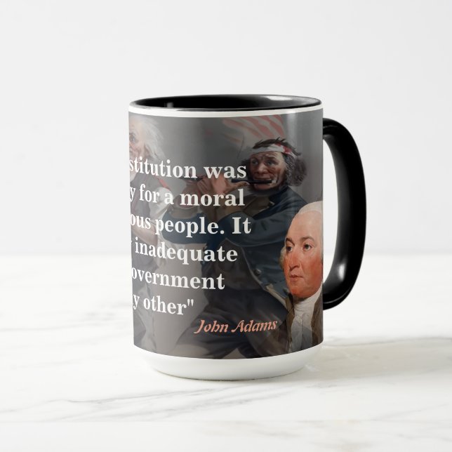 John Adams Citat Om Vår Konstitution Mugg (Framsida höger)