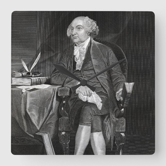 John Adams Fyrkantig Klocka (Framsida)