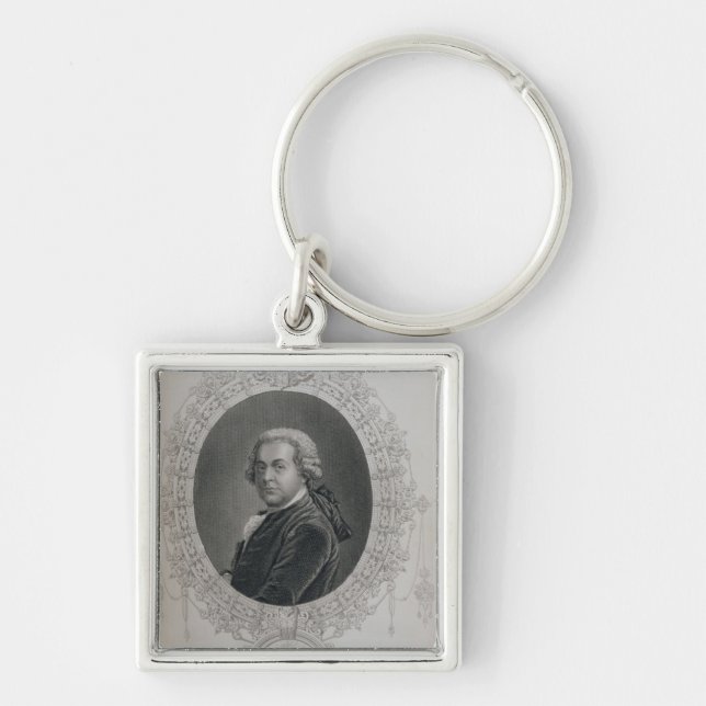 John Adams Fyrkantig Silverfärgad Nyckelring (Framsidan)
