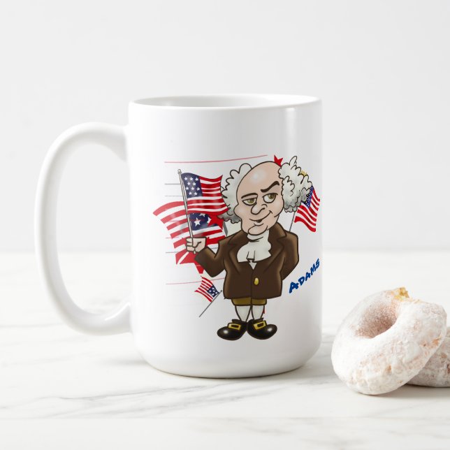 John Adams och Thomas Jefferson Kaffemugg (Med munk)