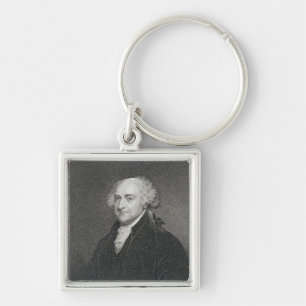 John Adams som inristas av James Barton Longacre Fyrkantig Silverfärgad Nyckelring