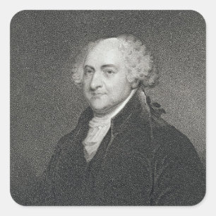 John Adams som inristas av James Barton Longacre Fyrkantigt Klistermärke