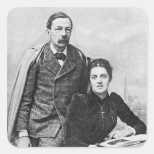 John Addington Symonds och hans dotter 1891 Fyrkantigt Klistermärke