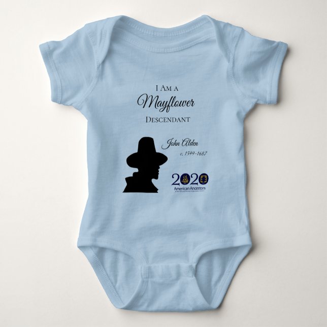 John Alden Mayflower härstamma babyBodysuit T Shirt (Framsida)