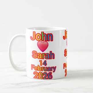 John älskar Sarah. Alla hjärtans dags present Kaffemugg