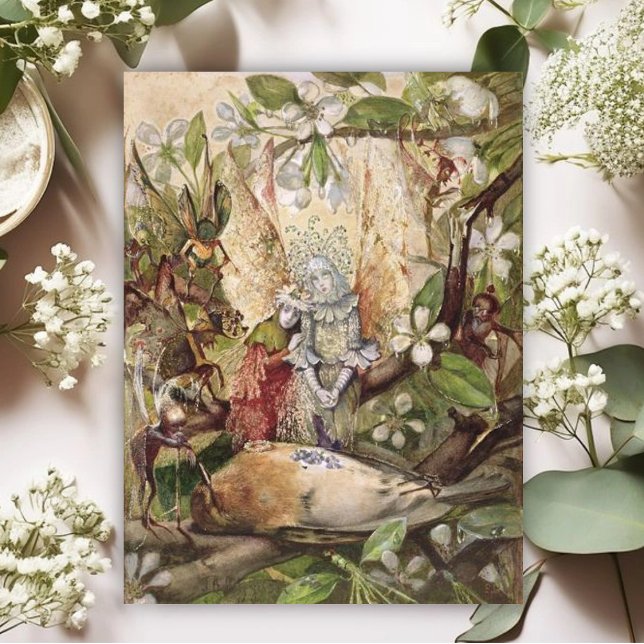 John Anster Fitzgerald - Rödbrustans död Vykort (Skapare uppladdad)