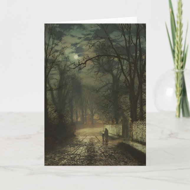 John Atkinson Grimshaw- A månbelyst lane Kort (Framsida)