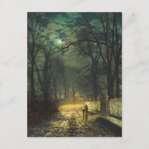 John Atkinson Grimshaw A moonlit lane 1874 Vykort