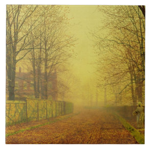 John Atkinson Grimshaw aftonglöd, c.1884 (olja Kakelplatta