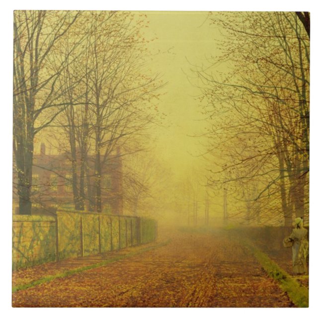 John Atkinson Grimshaw | aftonglöd, c.1884 (olja Kakelplatta (Framsidan)