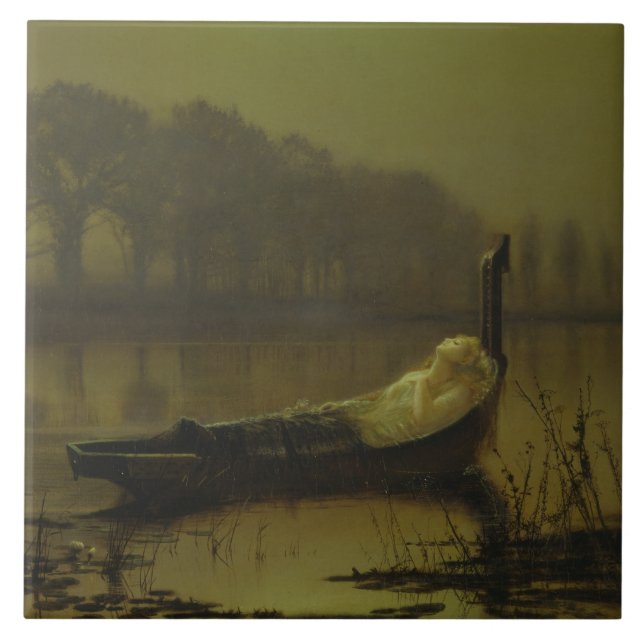 John Atkinson Grimshaw - Dam i Shalott Kakelplatta (Framsidan)