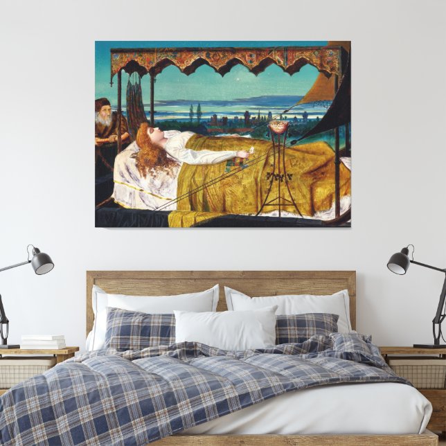 John Atkinson Grimshaw - Elaine  Canvastryck (Insitu (sovrum))