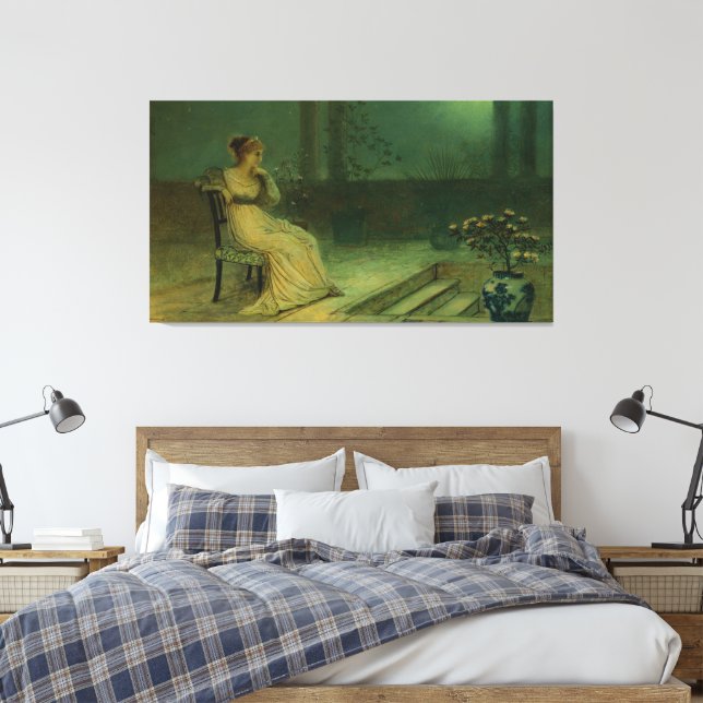 John Atkinson Grimshaw - En klassisk ungmö sittand Canvastryck (Insitu (sovrum))