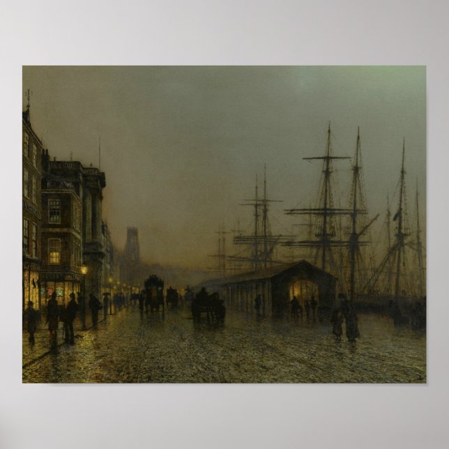 John Atkinson Grimshaw - Glasgow, lördagskväll Poster (Framsidan)