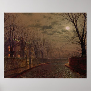 John Atkinson Grimshaw Moonlit Street Scene, 188 Poster