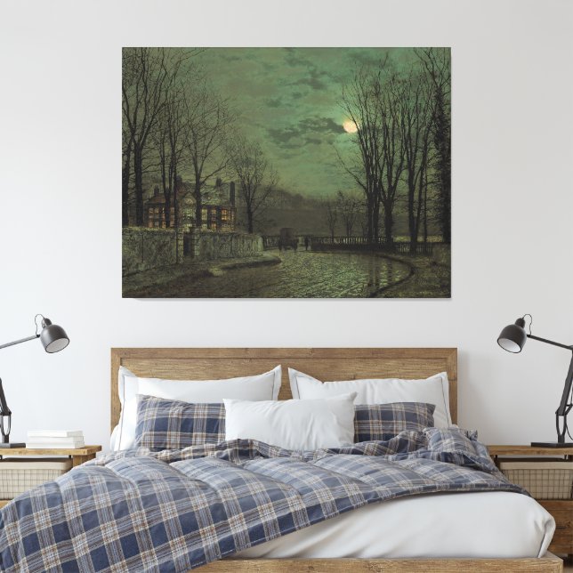 John Atkinson Grimshaw - November Moonlight  Canvastryck (Insitu (sovrum))