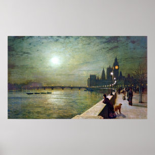John Atkinson Grimshaw reflexioner på Thamesen Poster