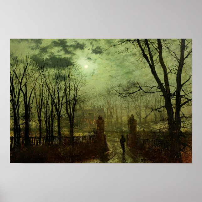 John Atkinson Grimshaw - Vid parken Grind Poster (Framsidan)