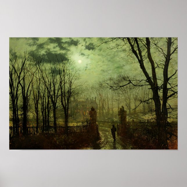 John Atkinson Grimshaw - Vid parken Grind Poster (Framsidan)