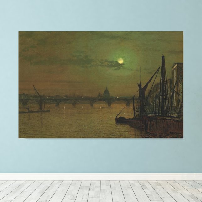 John Atkinson Grimshaw - Waterloo Bridge, London Canvastryck (Insitu (trägolv))