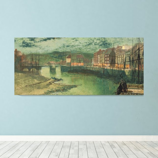 John Atkinson Grimshaw - Whitby hamnar  Canvastryck (Insitu (trägolv))