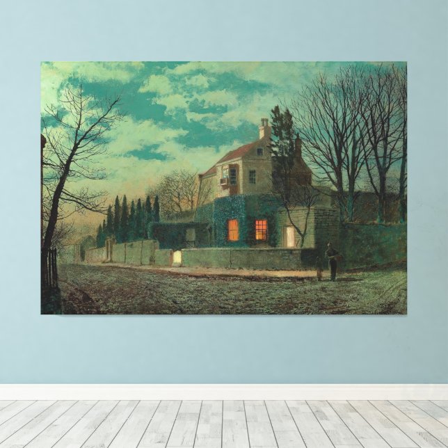 John Atkinson Grimshaw - Yew Court, Scalby  Canvastryck (Insitu (trägolv))