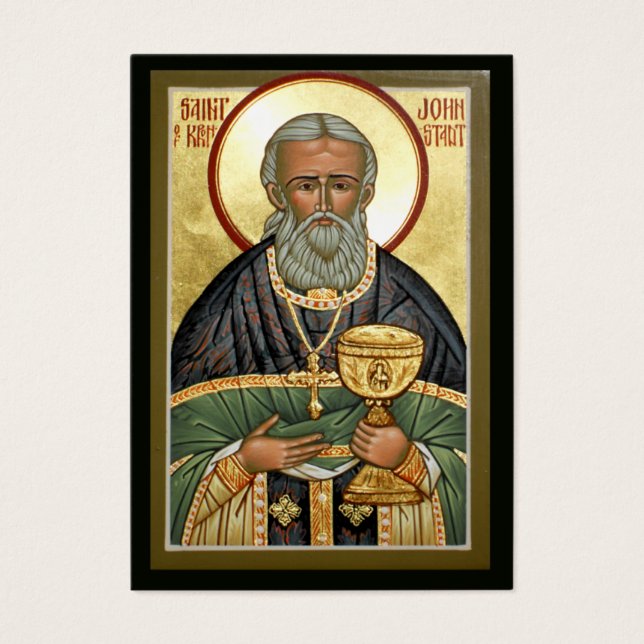 John av Kronstadt Mini Prayer Card Visitkort (Framsidan)