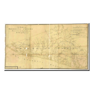 John Backe Karta i Monmouth County New jersey 1781 Fototryck