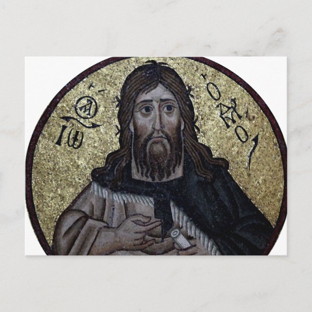 John Baptist Byzantine Mosaic Orthodox Icon Vykort (Framsida)
