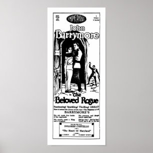 John Barrymore BELOVED ROGUE vintage film ad Poster
