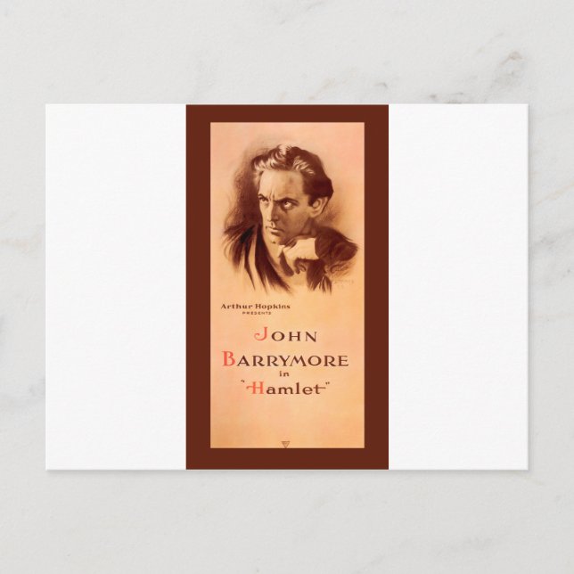 John Barrymore in Hamlet Broadway 1922 Vykort (Framsida)