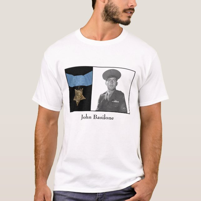 John Basilone och medaljen av heder Tee (Framsida)