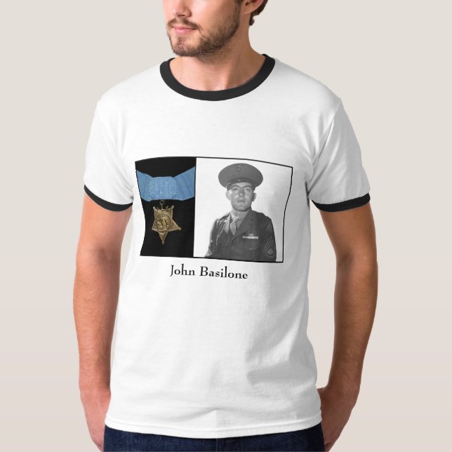John Basilone och medaljen av heder Tee Shirt (Framsida)
