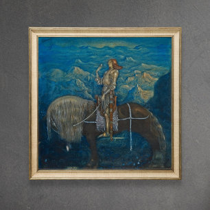 John Bauer A knight från Bland Gnomes Poster