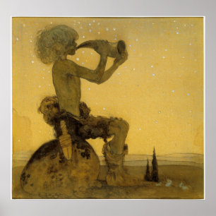 John Bauer - En fairy Shepherd Poster
