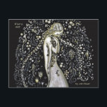 John Bauer Flora 1915 Art nouveau stil CC1147 Vykort<br><div class="desc">vykort inspirerat av en målning av den svenska målaren och illustratorn John Bauer (1882-1918). Bild visar en blond ung kvinna med mycket långa hjärnor. Hon är omgiven av prydnadsblommor och löv, frukt och fåglar. Hon håller också en massa blommor i sin arm, så några av dem faller redan ner i...</div>