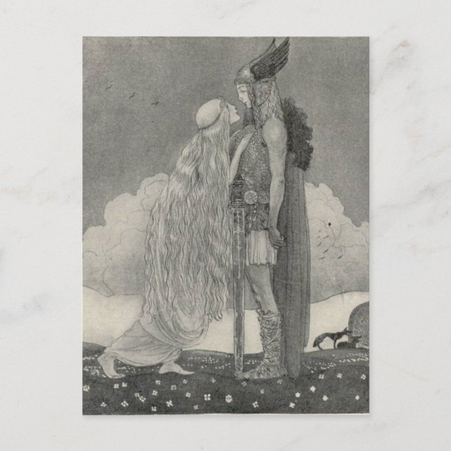 John Bauer - Freyja och Svipdag Vykort (Framsida)