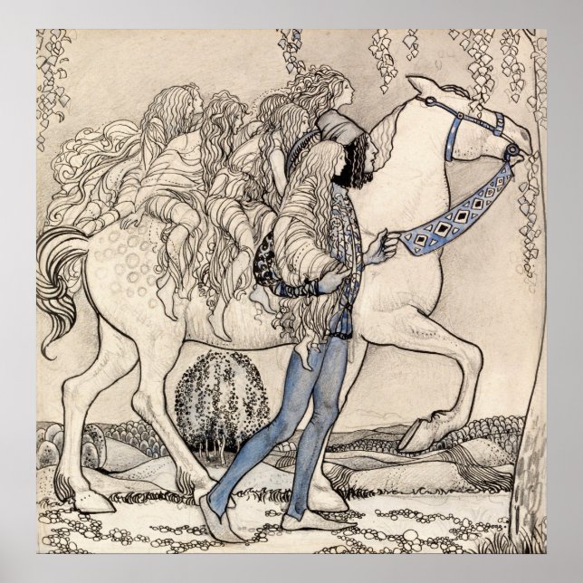 John Bauer, han ledde hästen vid brillan Poster (Framsidan)