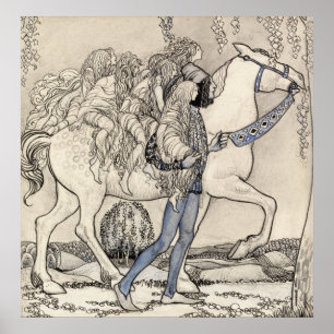 John Bauer - Han ledde hästen vid tegelstenen Poster