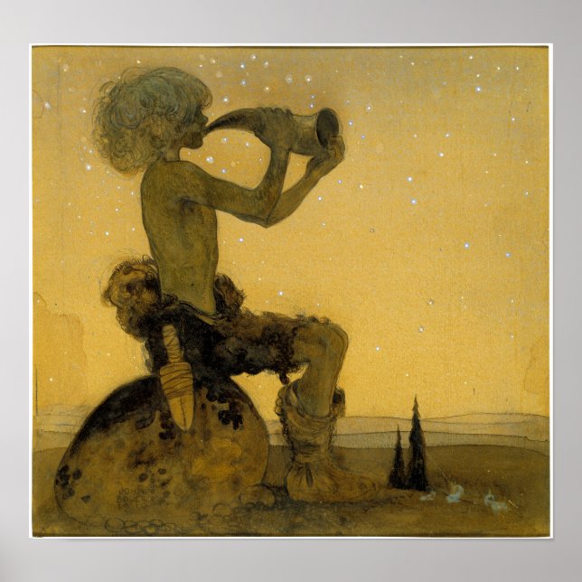 John Bauer He Blew på hornet Poster (Framsidan)