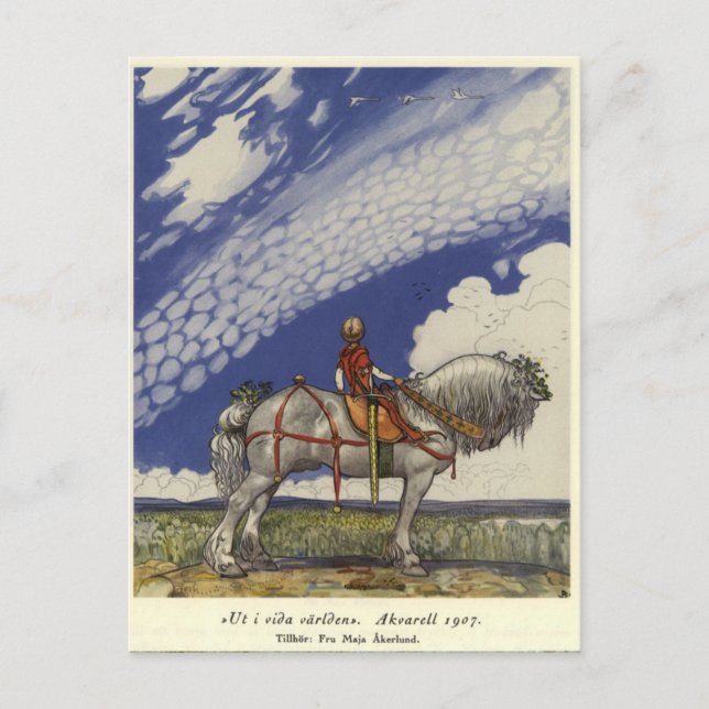 John Bauer - In i den vida vida världen Vykort (Framsida)