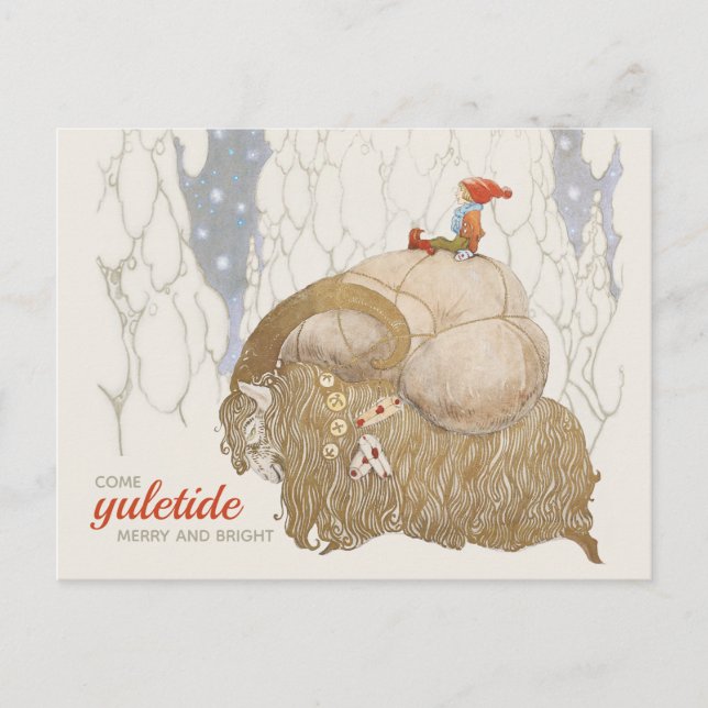 John Bauer Julbocken Yule-get CC1026 Helg Vykort (Framsida)