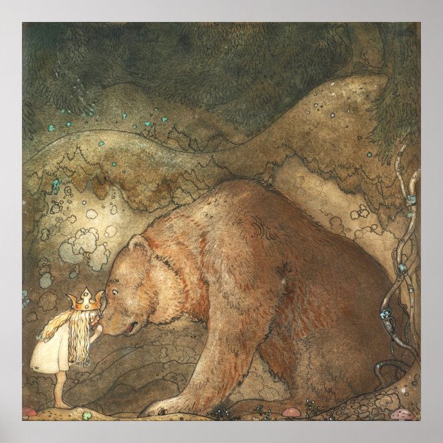 John Bauer Kissed björnen på näsan 1907 Poster (Framsidan)